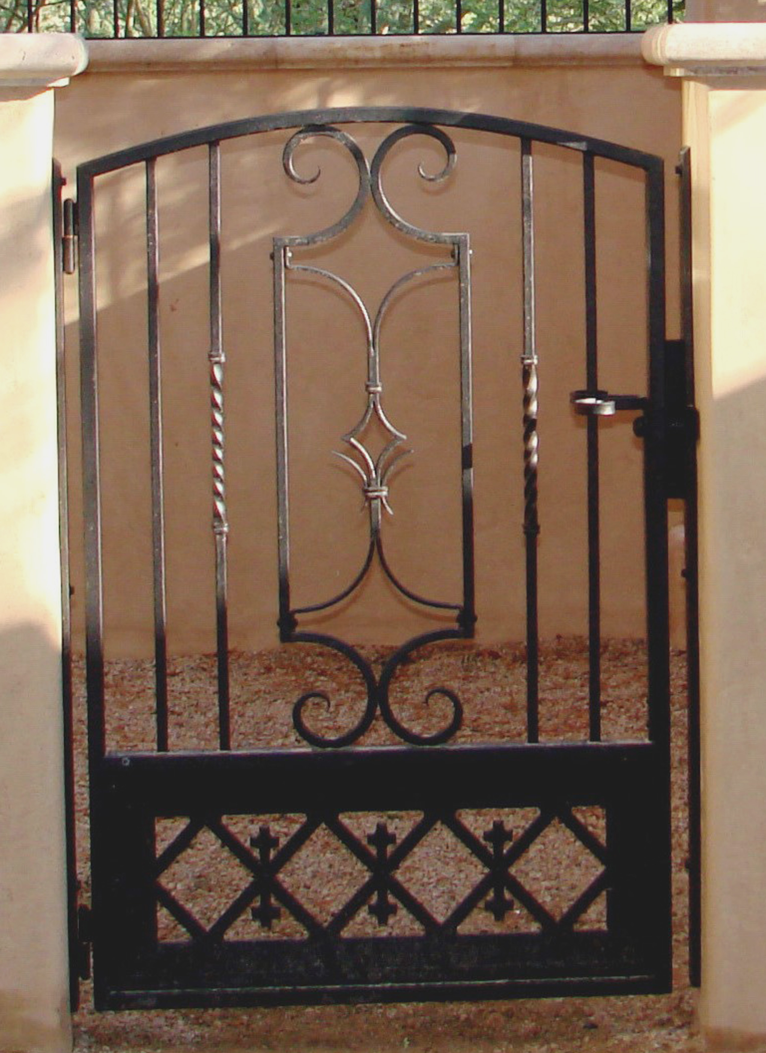 1 of 5 hand forged walk gate. Powder coated finish. Scottsdale Az.