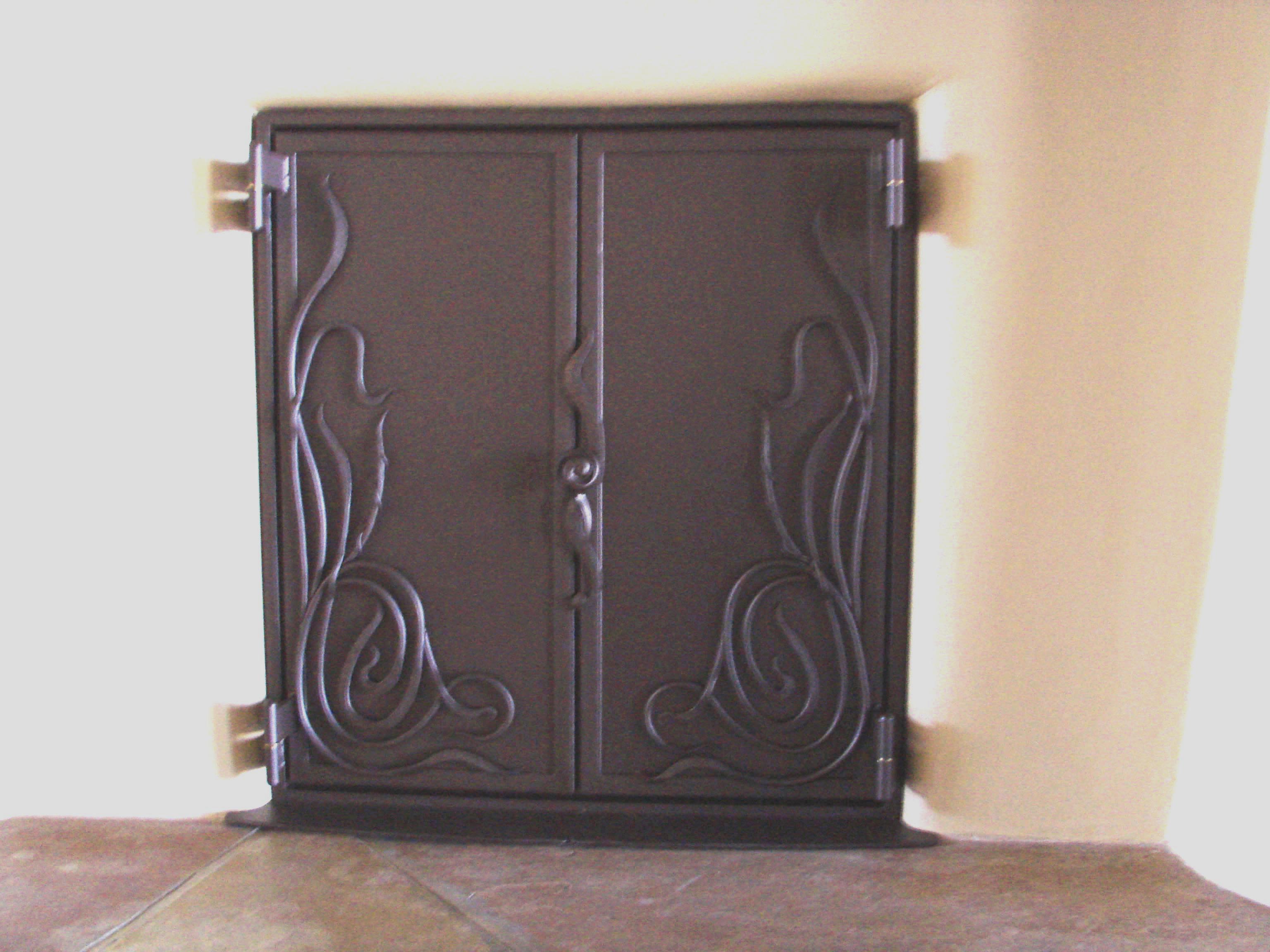 Art noveau wood storage doors. Tesuque, NM