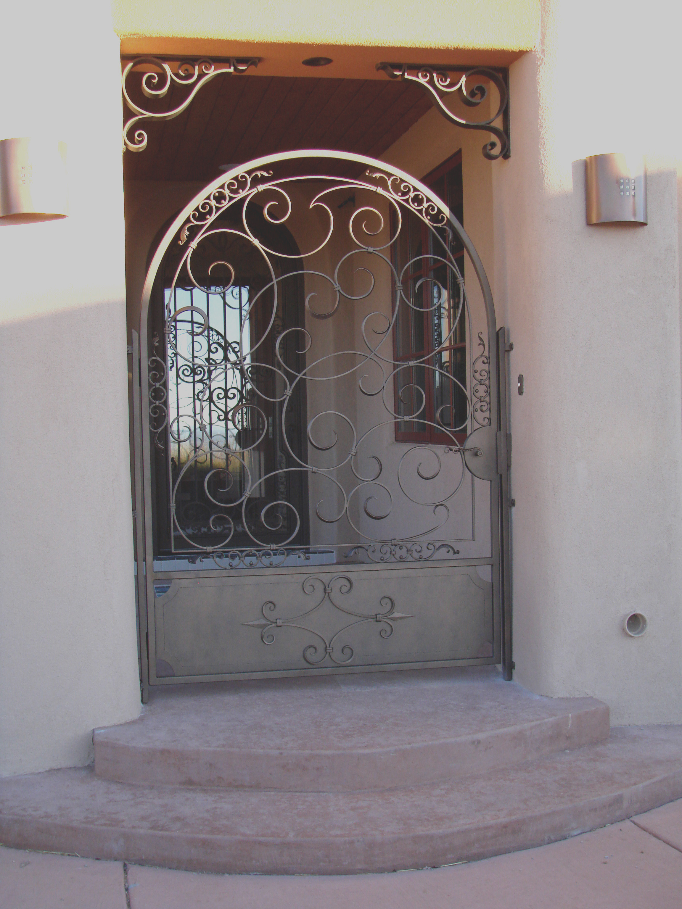 Court Yard Entry Gate and forged Iron Corribles, Powder coated finish, Placitas, NM