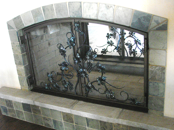 glass door fireplace
