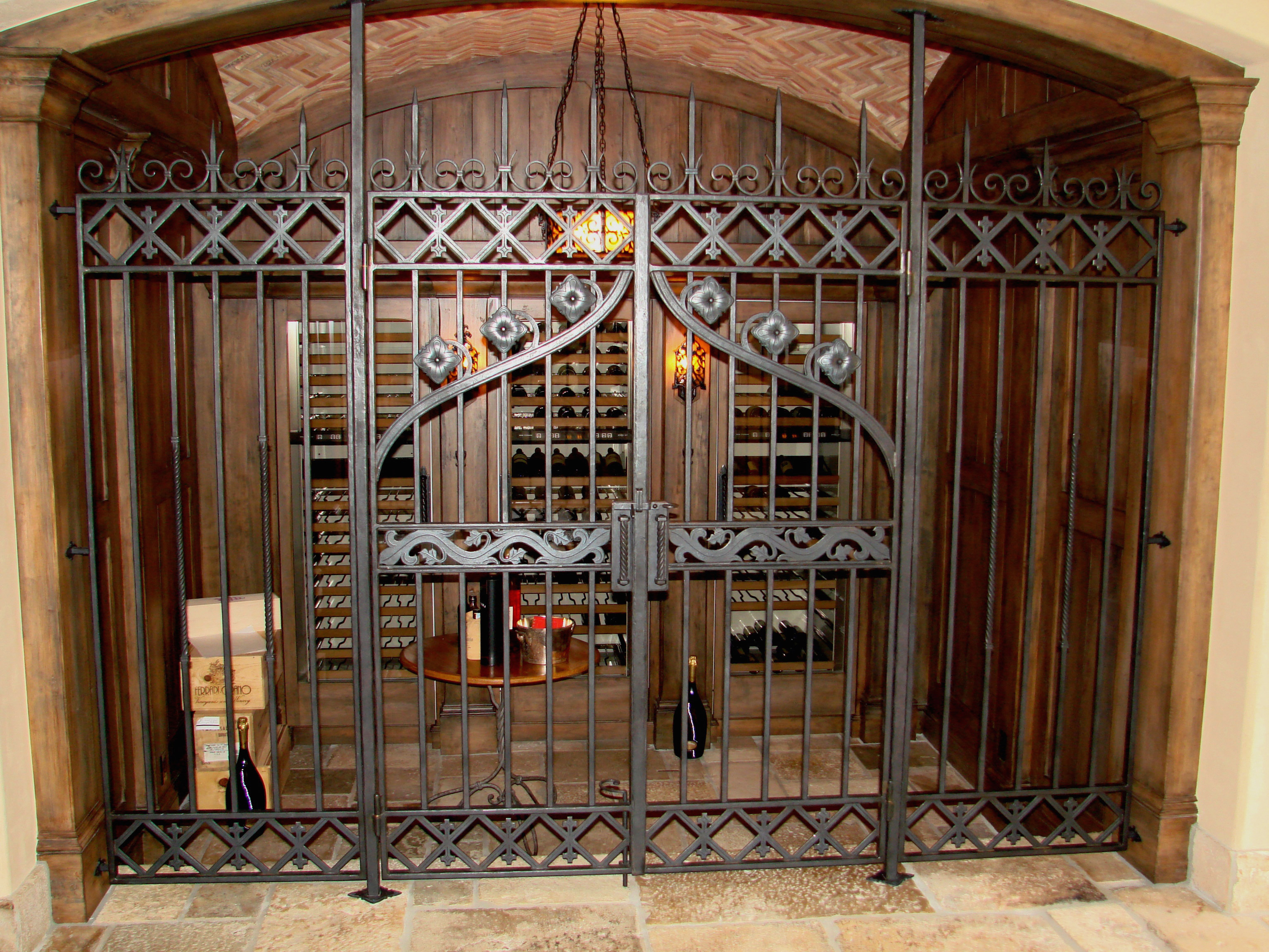 Hand forged Gothic Wine Cellar Gate by Chad Gunter. Private Residence Scottsdale Az.