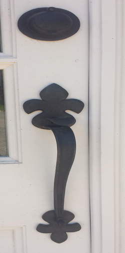 Spanish-Revival-style-Thumb-Latch-and-dead-bolt-key-cover.-Private-residence-Albuquerque-NM.