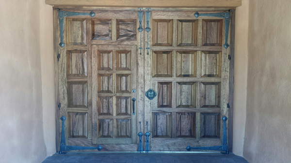 Zaguan-Gates-12-ft.-wide-x-8-ft.-tall-x-3.5 inch-thick--Hand-forged-hardware.-Private-Residence,-Albuquerque,-NM