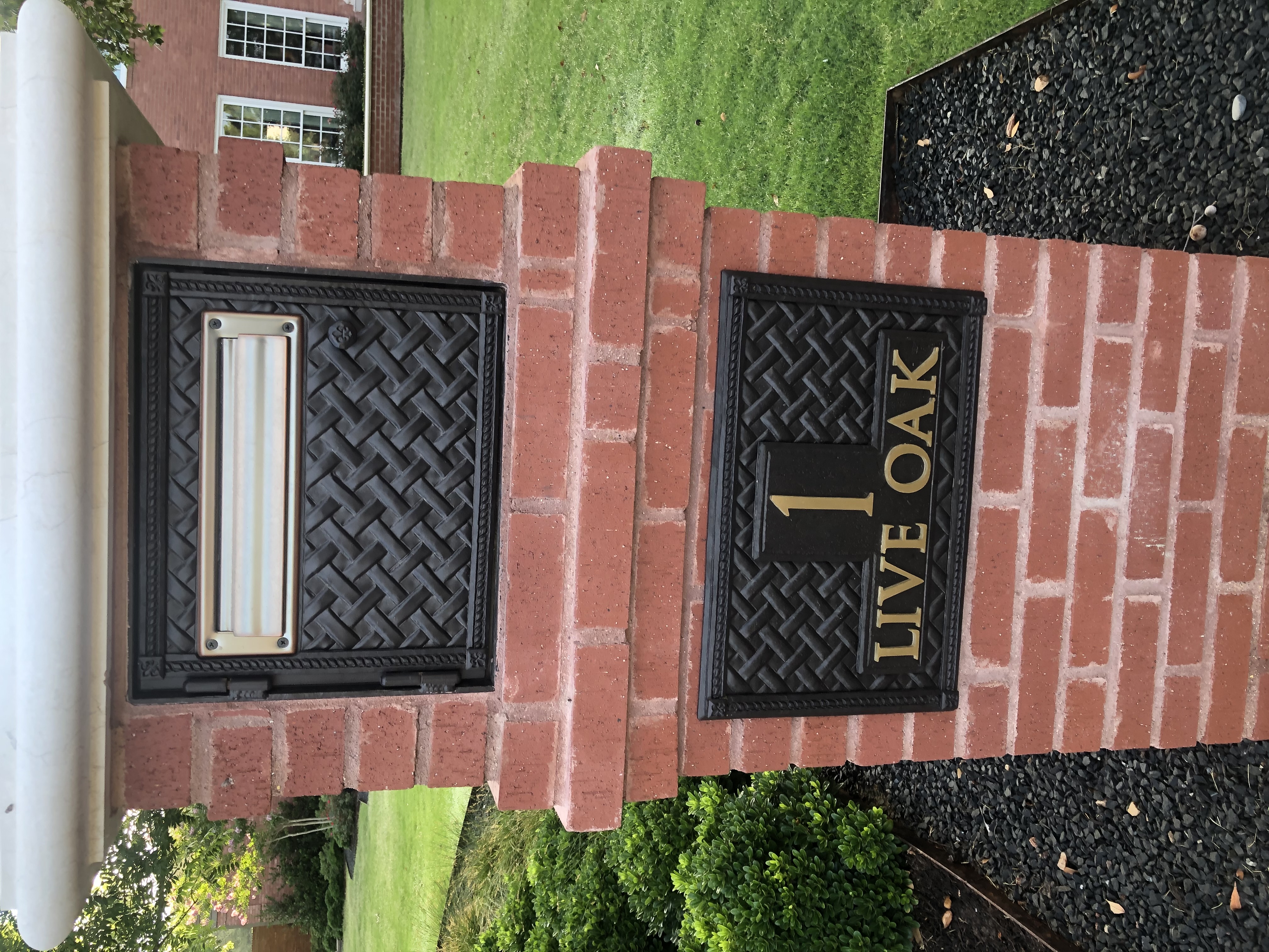 Custom Forged Mail Box door and address plate with brass letters